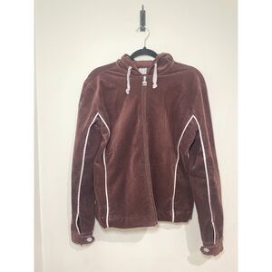 FILA Brown Corduroy Zip‎ Up Ladies M Track Jacket Y2K Vintage Vibe